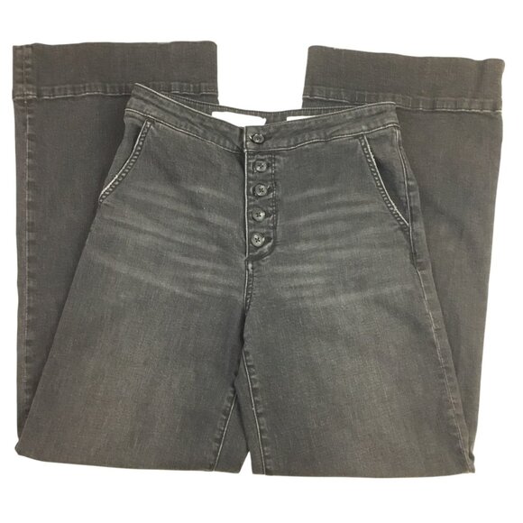 Pilcro & The Letterpress Wide-Leg Jeans Womens 29 Faded Black Denim Cotton Blend - Picture 7 of 11